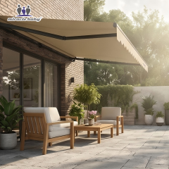 Miracle Baby Manual Retractable Patio Awning, Waterproof Sun Shade Canopy for Deck Balcony Backyard Outdoor