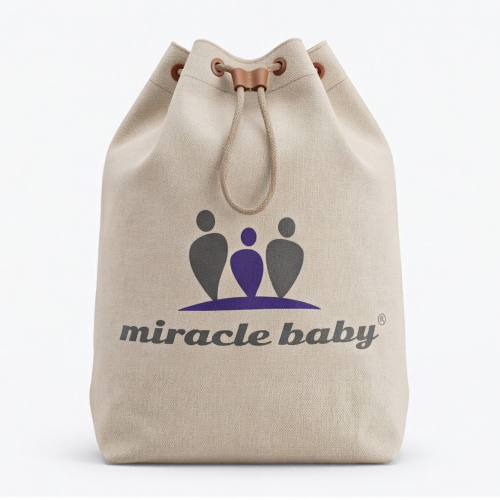 Miracle Baby Thick Canvas Drawstring Laundry Bag, Portable Storage Sack for Baby Clothes Toys Travel Home Organizer